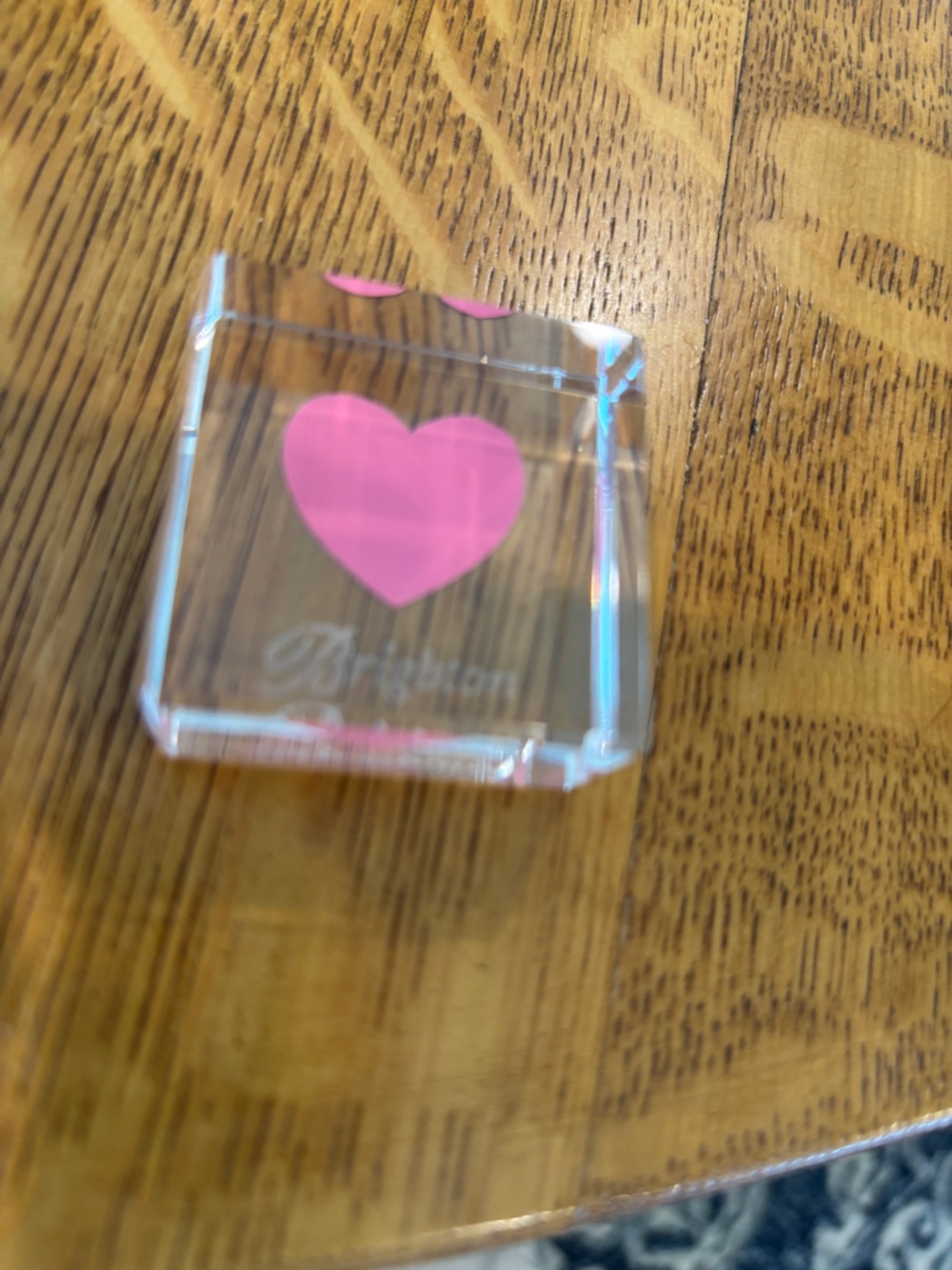 Brighton Clear Glass Accent Block with Red heart